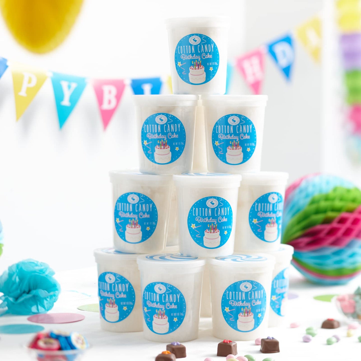 Birthday Cake Gourmet Flavored Cotton Candy (12 Pack) - Unique Idea for Holidays, Birthdays, Gag Gifts, Party Favors…
