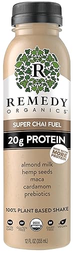 Remedy Organics Protein | Super Chai Fuel | Plant Based Protein Shakes, Ready To Drink | USDA Organic, Gluten Free, Dairy Free, Soy Free