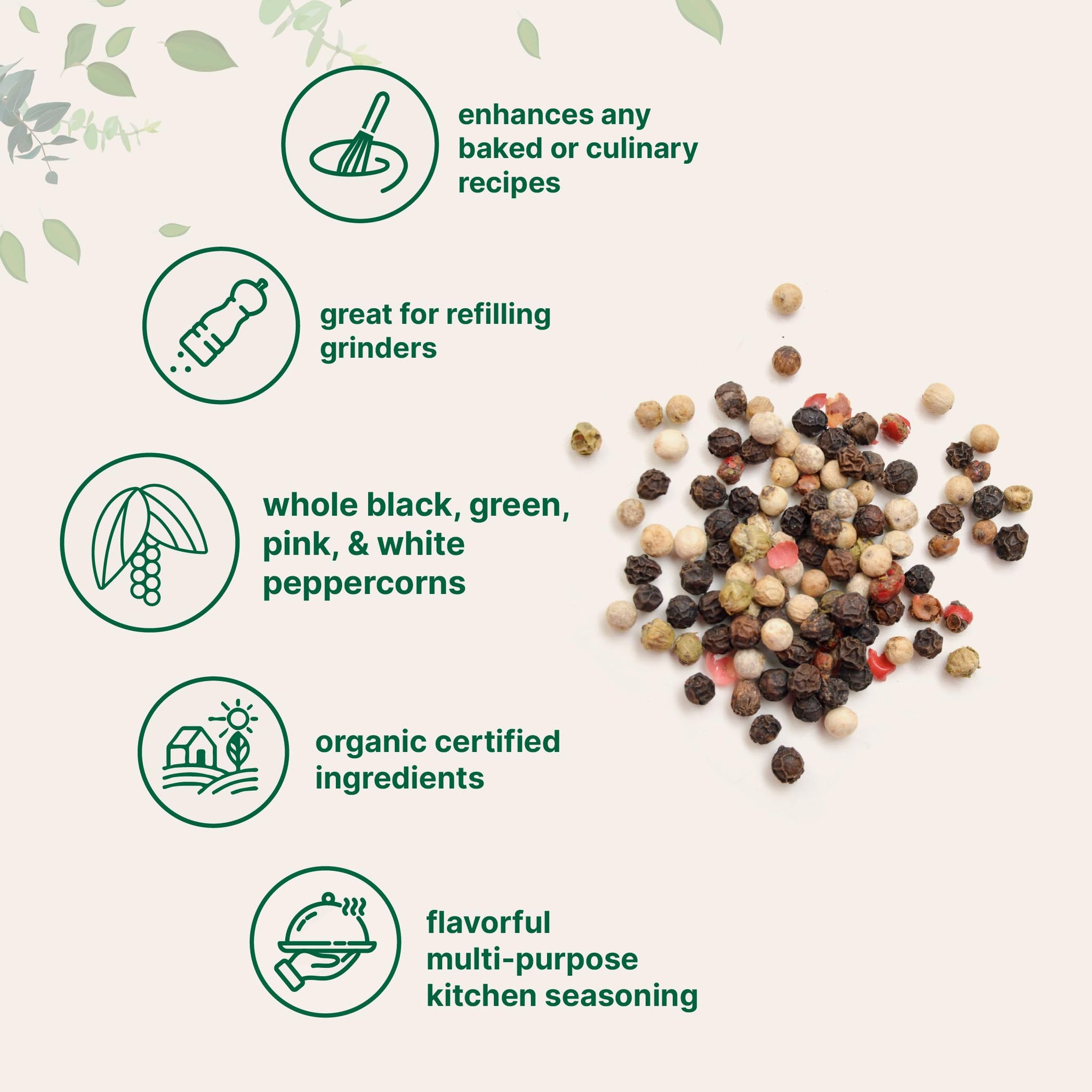 Micro Ingredients Organic Whole Rainbow Peppercorns, 2lbs | Premium Whole Peppercorns for Grinder Refill | Great for Seasonings, Meats & Vegetables |