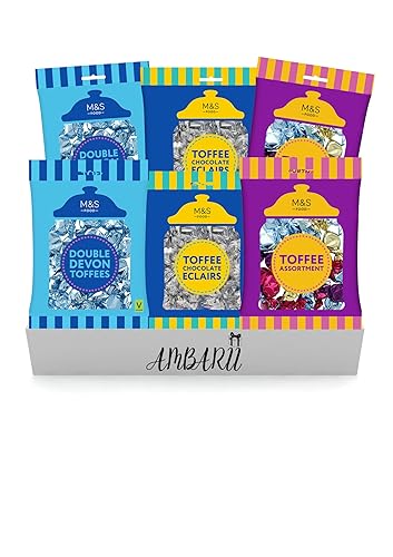 AMBARII M&S Premium Toffee Assortment Gift Pack | Devon, Éclair, Assortment | 6 Pack Gift Box | Gift Hmaper