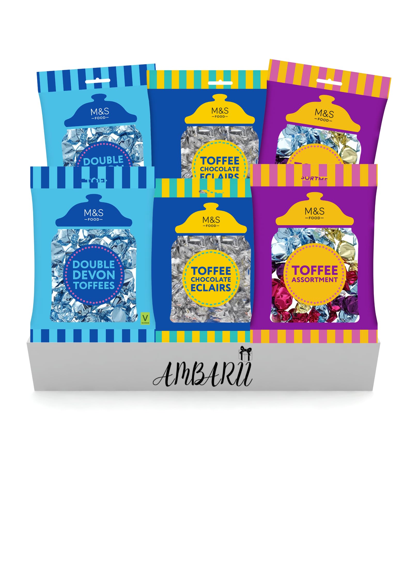 AMBARII M&S Premium Toffee Assortment Gift Pack | Devon, Éclair, Assortment | 6 Pack Gift Box | Gift Hmaper