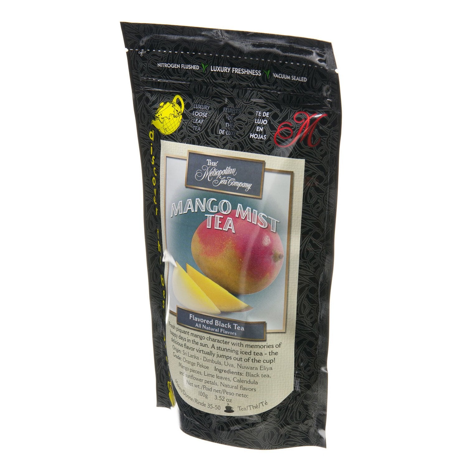 Metropolitan Tea Discovery Loose Tea Pack, Mango Mist Flavored Black, 100gm
