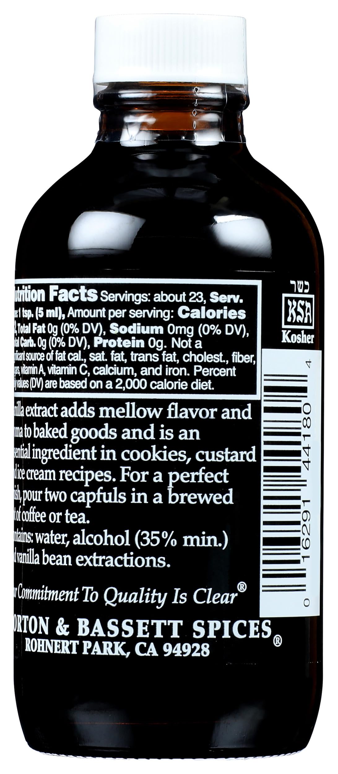 Morton & Bassett Pure Vanilla Extract, 4 fl oz - No Artificial Additives, Non-GMO, Rich & Smooth Flavor for Baking, Desserts & Beverages