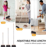 XXFLOWER Broom and Dustpan Set with Long Handle, Light Weight Stainless Steel Poles Stand Upright Dustpans with Broom Combo for Home Kitchen Office