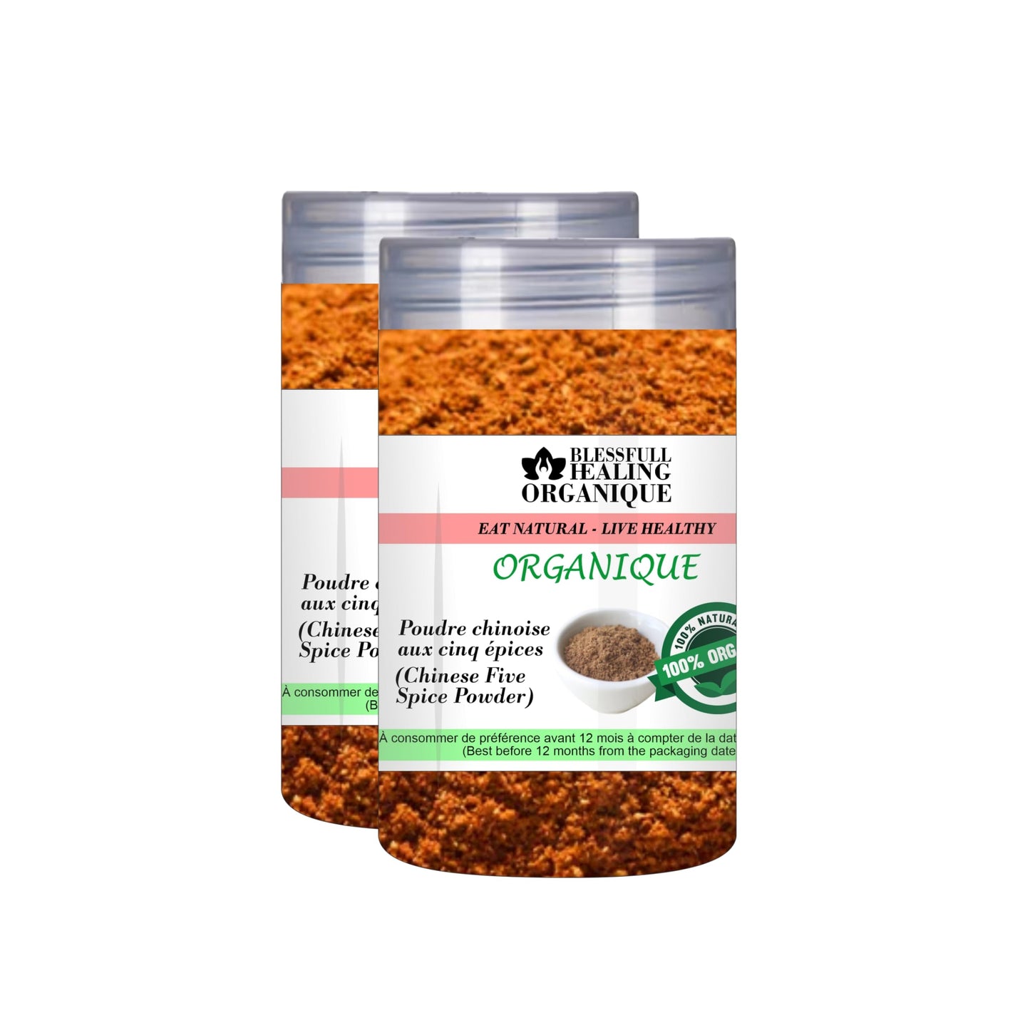 Blessfull Healing Organic Chinese Five Spice Powder (Cnental Spice Blend) 100 Gram (3.52 oz) Each (Pack Of 2) = 200 Grams, Vegan