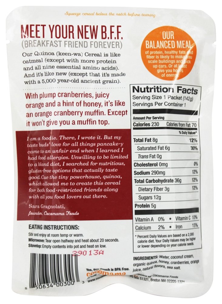 CocoMama Quinoa Cereal Orange Cranberry - 5 oz