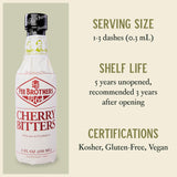 Fee Brothers Cherry Cocktail Bitters - Aromatic Cocktail Mixer & Concentrated Flavoring, Gluten Free, Vegan-Friendly, 5 fl oz