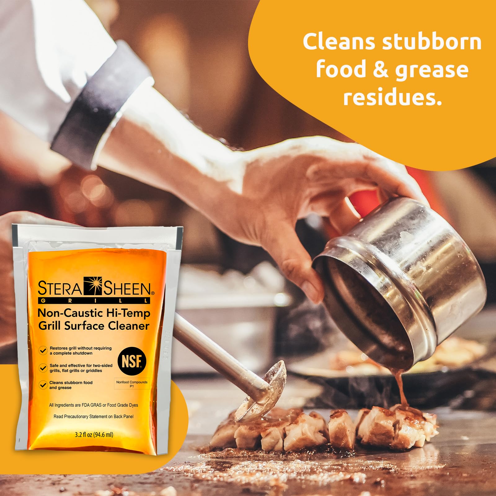 Stera-Sheen Griddle Cleaner - Food Safe, Non-Caustic Formula - Commercial Flat Top Grill & Griddle Cleaner - Remove Tough Grease & Grime - Rust