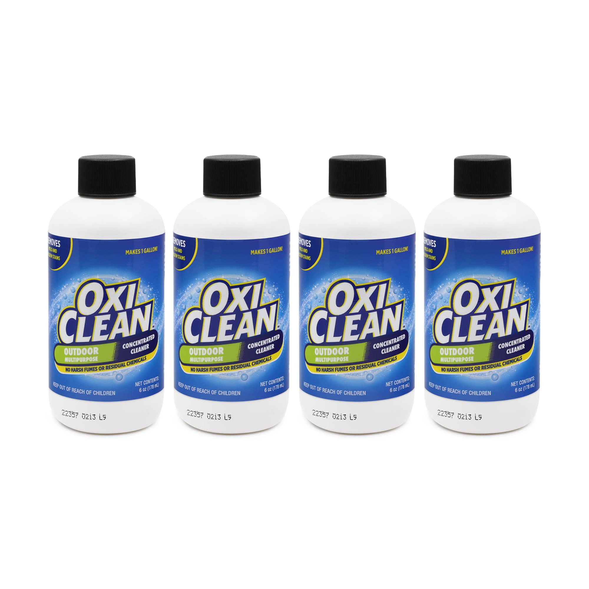 OxiClean Outdoor Multipurpose Super Concentrated Cleaner - Makes 4 Gallons Stain Remover Driveway for Concrete (4 Pack 6oz Bottle = Gallons) White 24