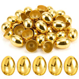 12 Pack Golden Plastic Easter Eggs, 2.3 Inch Fillable Eggs for Easter Egg Hunt, Metallic Plastic Empty Egg Shiny Metallic Party Favors & Basket