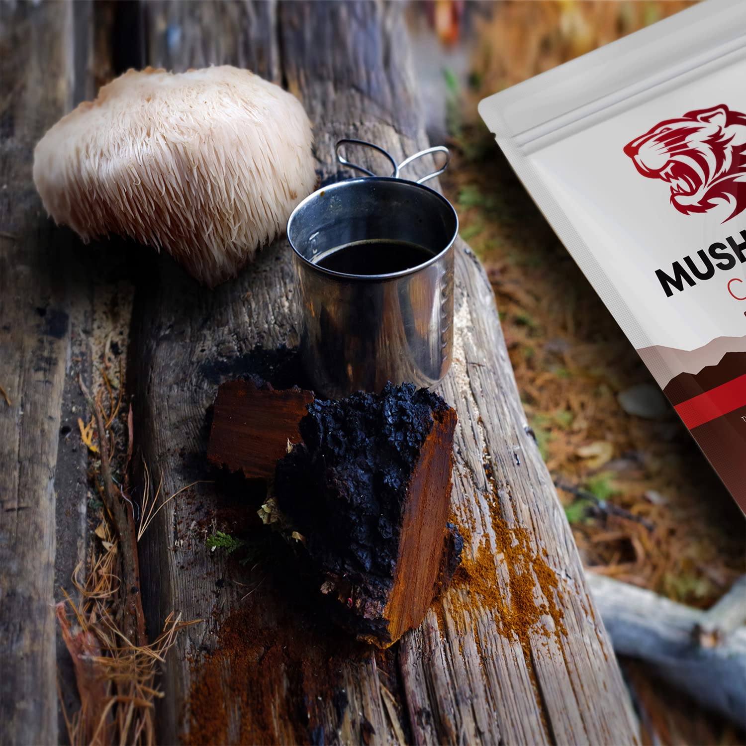 LOKO nature Tiger 2 Mushroom Coffee- Organic Lions Mane and Chaga Mushroom with Arabica Coffee, 30 Servings, Memory, Focus, Immune System Booster