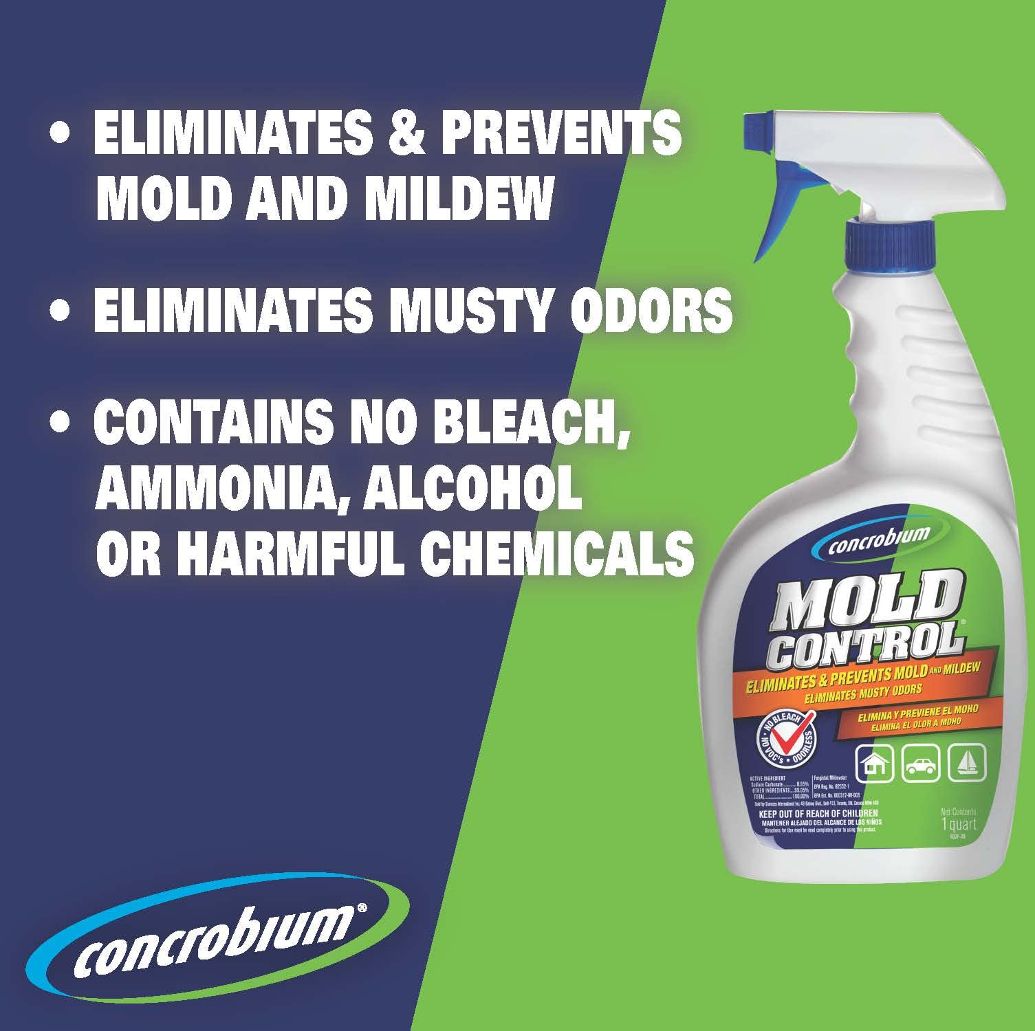 Concrobium Mold Control, 1 Gallon Refill, Eliminates and Prevents Mold, EPA Registered, Bleach Free, Odorless, VOC Free, For Indoor and Outdoor