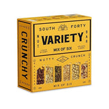 South 40 Snacks Crunchy Nut Bars, Mix of 6 Variety Pack, Touch of Honey, Natural Protein (40g Bar, Pack of 12)