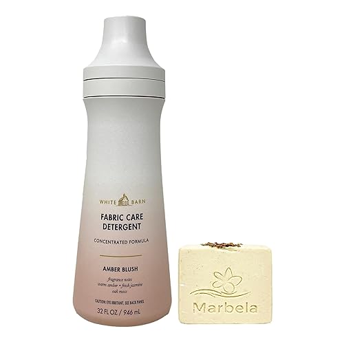 Bath & Body Works Amber Blush Fabric Care Laundry Detergent with a Creamy Rose Bar Soap - Full Size