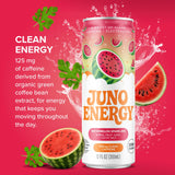 JUNO ENERGY Organic Watermelon Sparkling Energy Drink - Sugar Free, Energizing and Hydrating with 125mg Organic Caffeine from Green Coffee Beans