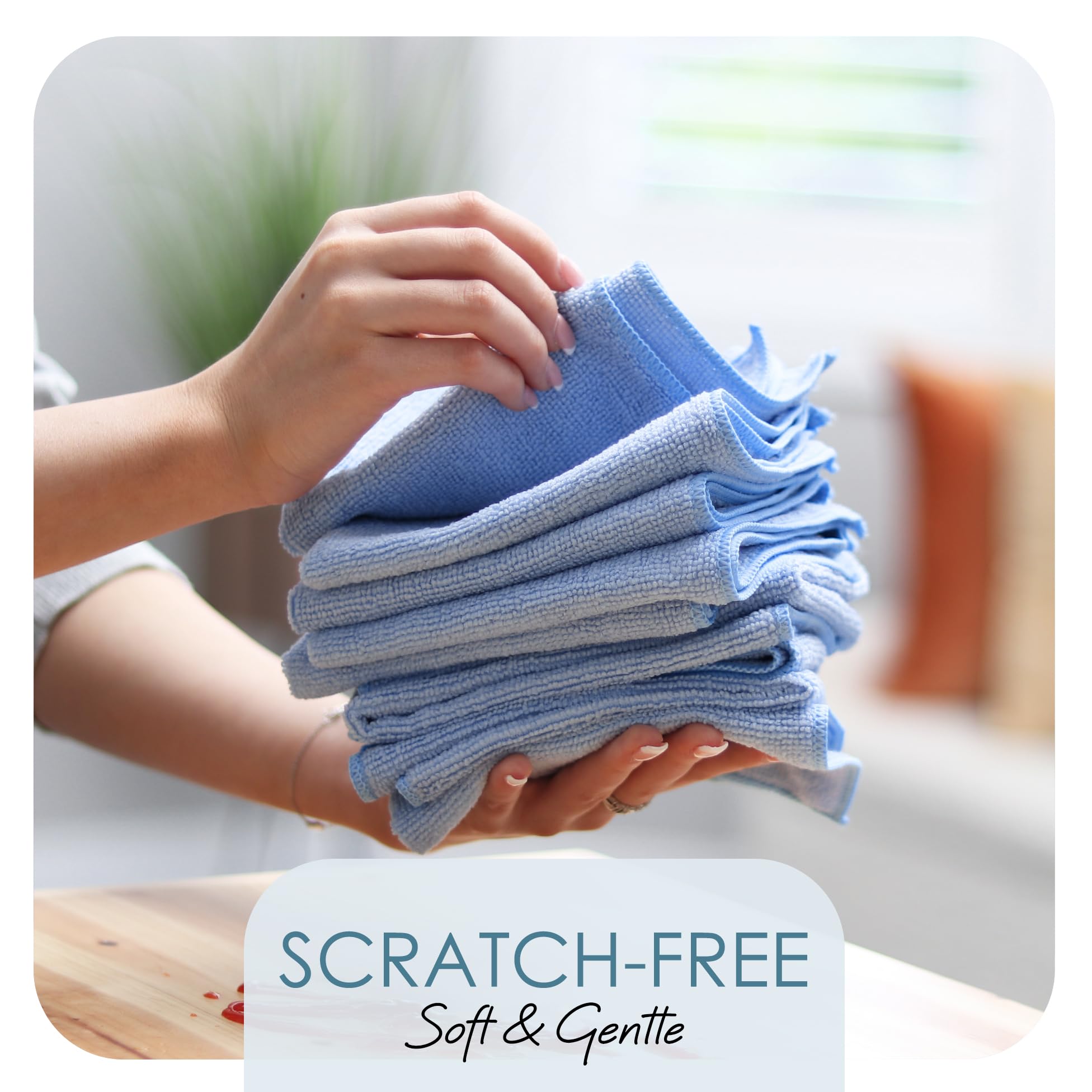 Hearth & Harbor Microfiber Cleaning Cloth, Microfiber Towels for Cars 12 Pack Washcloths, Blue Cleaning Rags, Reusable Microfiber Towel, Microfiber