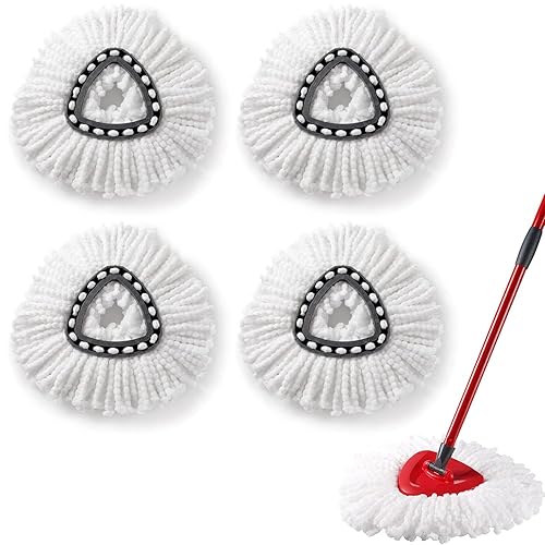 4 Pack Spin Mop Replacement Heads, Microfiber Spin Mop Refills, Easy Cleaning Mop Replace Heads for Floor Cleaning