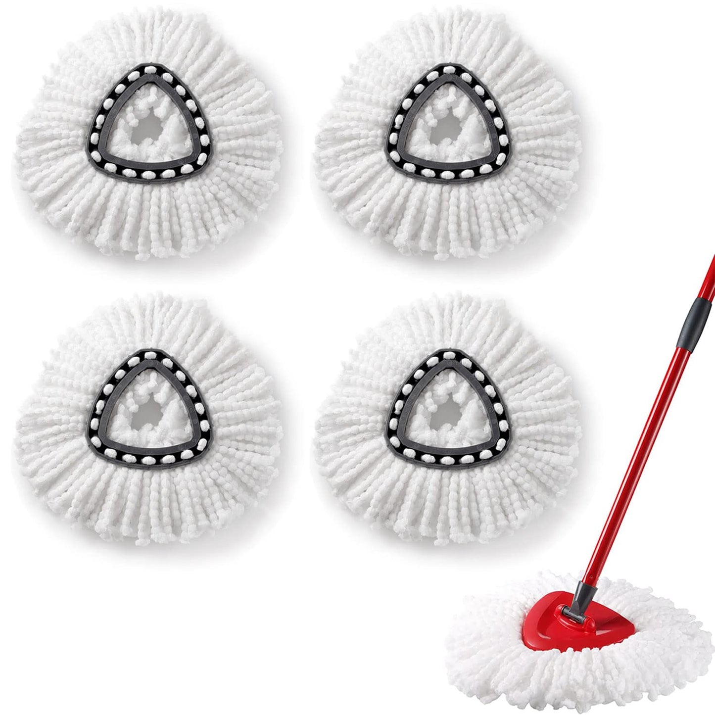 4 Pack Spin Mop Replacement Heads, Microfiber Spin Mop Refills, Easy Cleaning Mop Replace Heads for Floor Cleaning