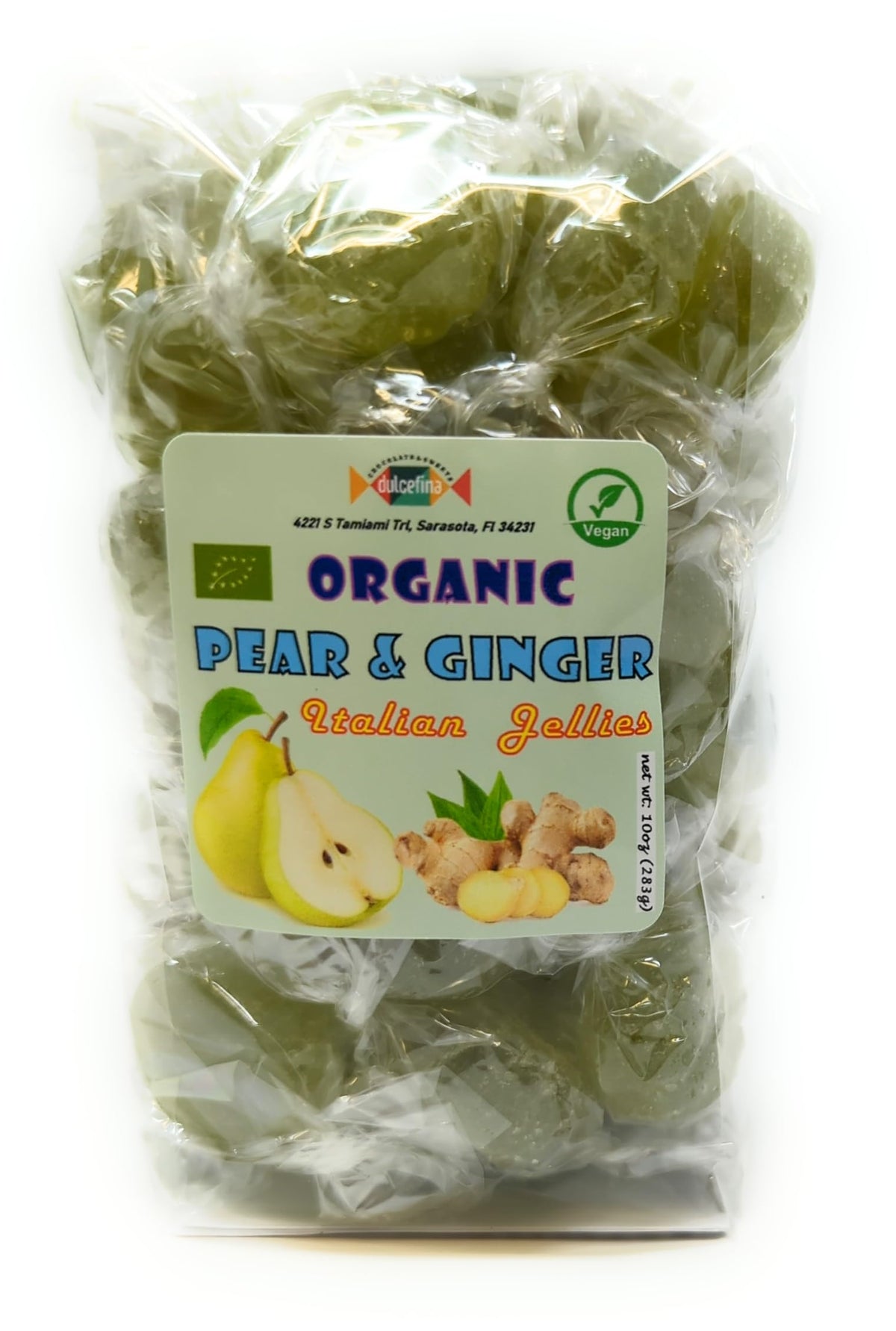 Italian Gelees Assortment - Total wt. 40(Oz), Include: 1 pck of Organic Ginger Honey Gelees, 1 pck of organic Ginger Pear gelees, 1 pck of Organic