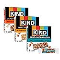 Kind Zero Added Sugar Healthy Snacks Bars Variety Pack, Gluten Free, High Fiber, Keto Snacks, Dark Chocolate Nuts & Sea Salt, Caramel Almond, Peanut