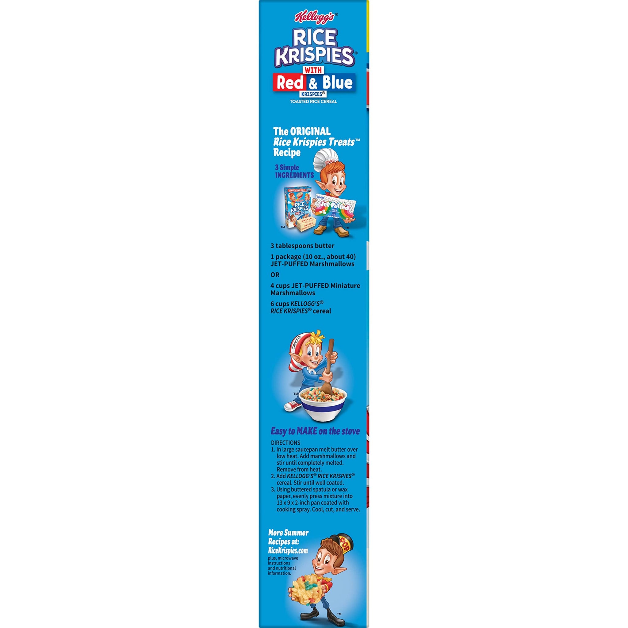 Rice Krispies Breakfast Cereal, Fat Free, Original with Red and Blue Color Mix, 12oz Box (1 Box)