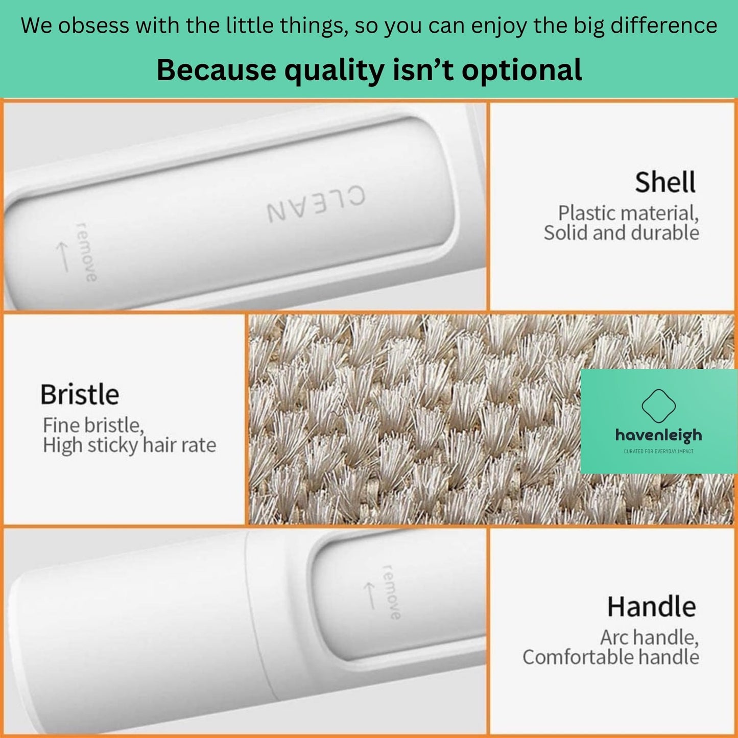 Havenleigh Reusable Lint Brushes for Pet Hair on Clothes & Soft Fabrics, Compact Self-Cleaning Pet Hair Roller, Portable & Travel-Friendly