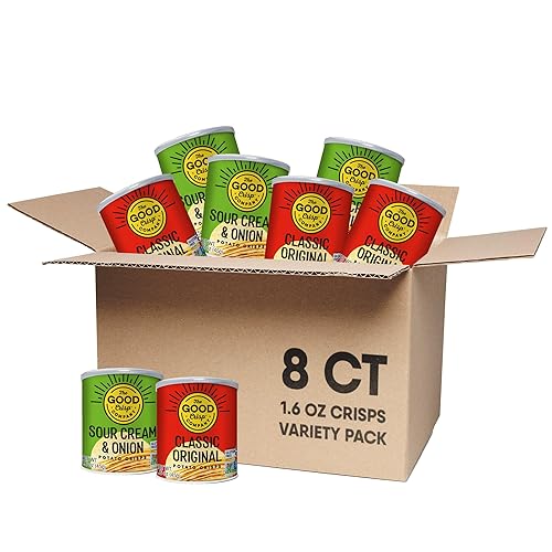 The Good Crisp Company Minis Variety Pack Gluten-Free Potato Chips, 1.6 Oz Cans (Pack of 8), Non-GMO, Allergen Friendly, Potato Chip Snack Pack