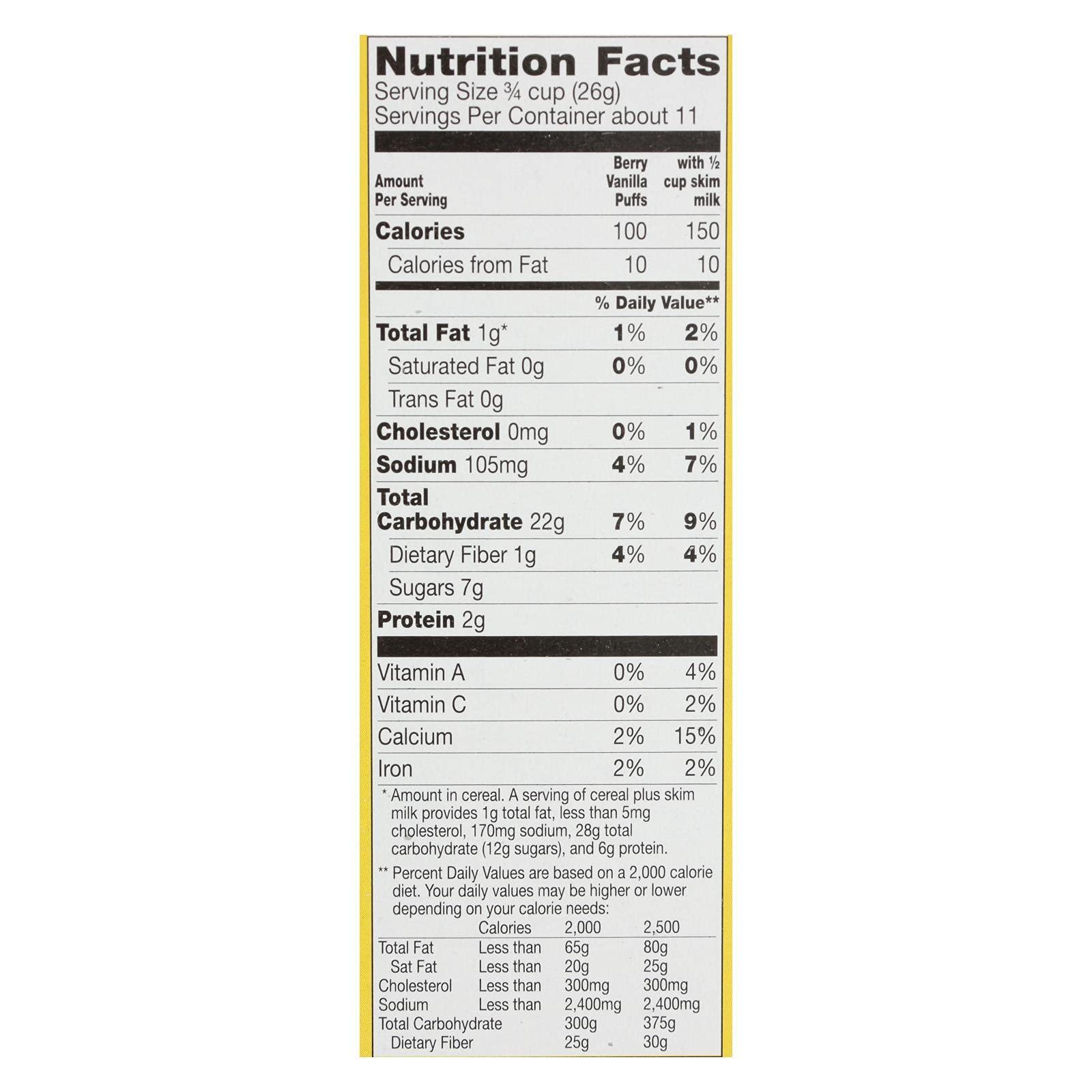 Cascadian Farm Organic Berry Vanilla Puffs Cereal, 10.25 Ounce - 12 per case.
