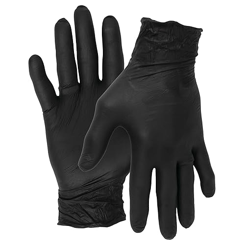 Performance Tool W89013 Black Nitrile Gloves | Disposable, Powder Free, latex rubber free, Textured Fingertips for Better Grip , X-Large | 100pc
