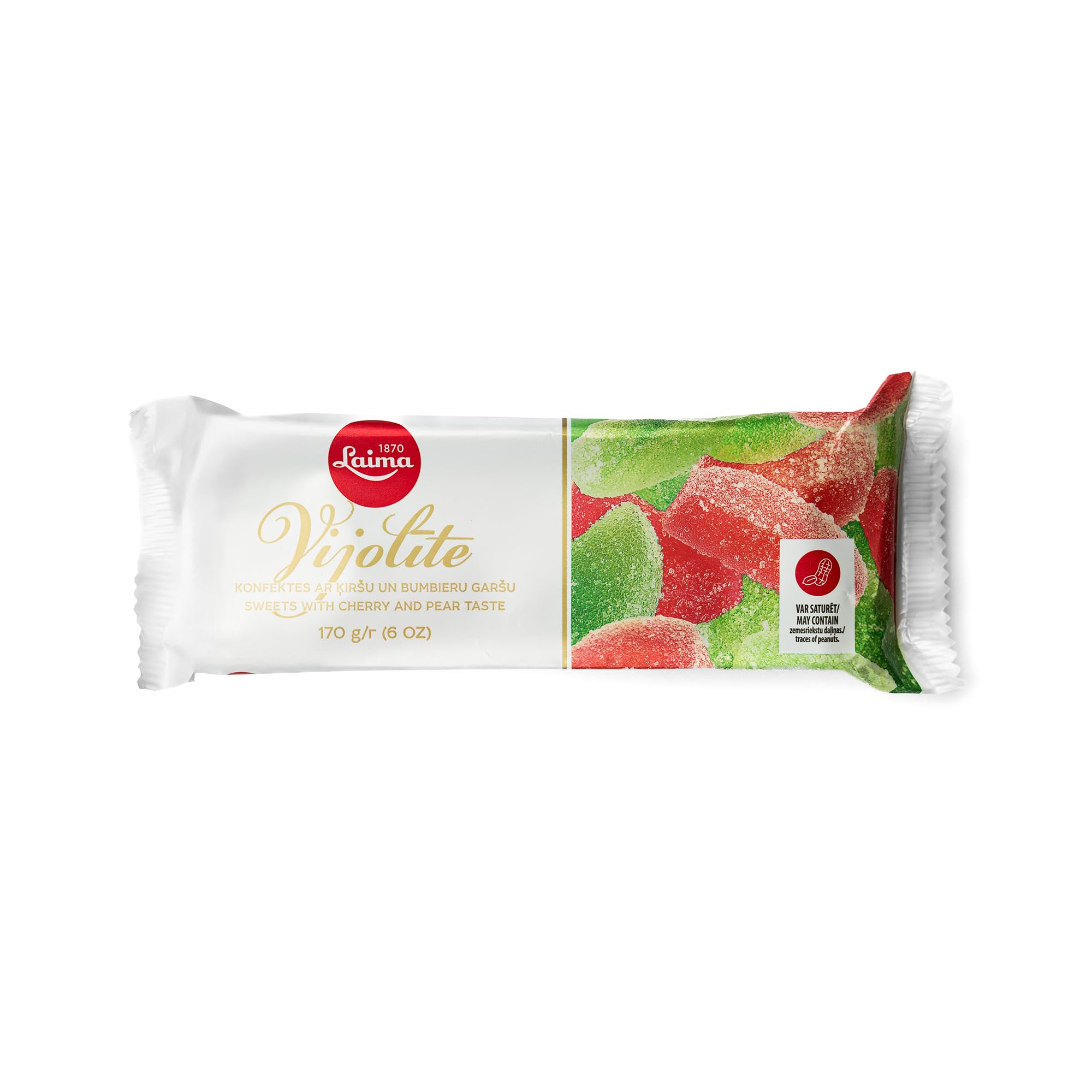 Laima Cherry and Pear Agar Jelly Slices, 170g Package (Pack of 5), Vijol?te (Violet)