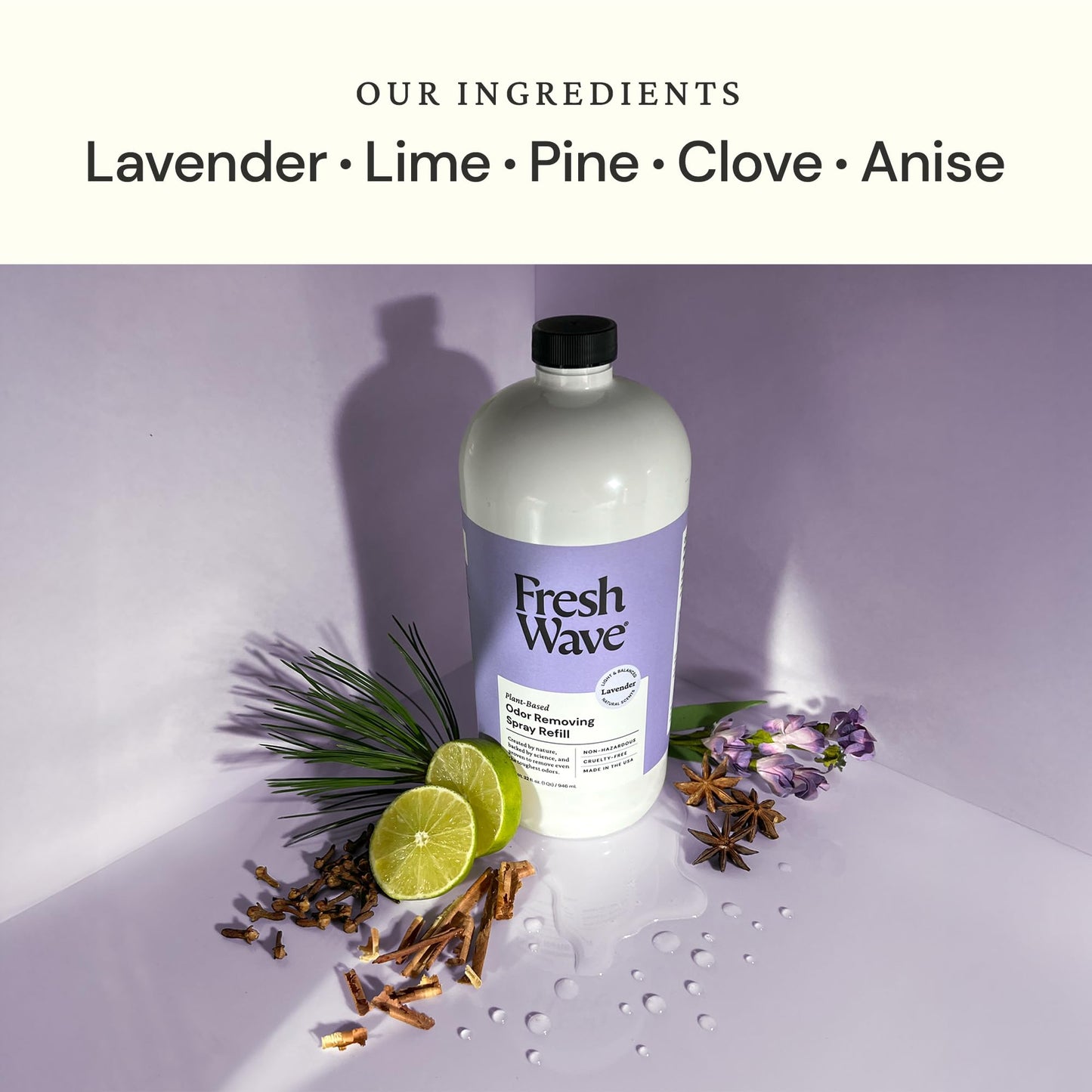 Fresh Wave Lavender Scent Odor Eliminator Spray & Air Freshener Refill, 32 fl. oz.
