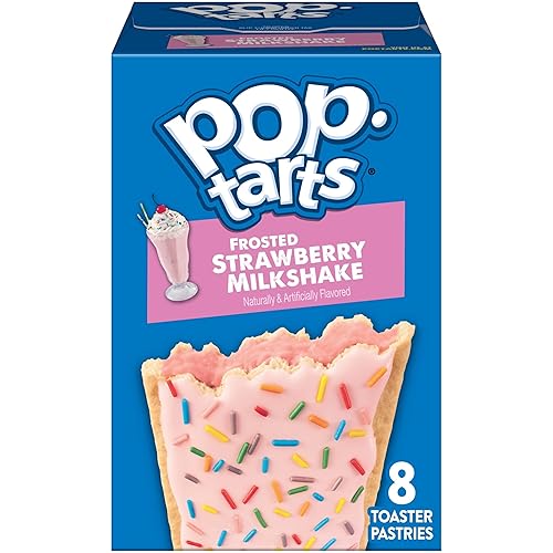 Pop-Tarts Toaster Pastries, Breakfast Foods, Kids Snacks, Frosted Strawberry Milkshake (8 Pop-Tarts)
