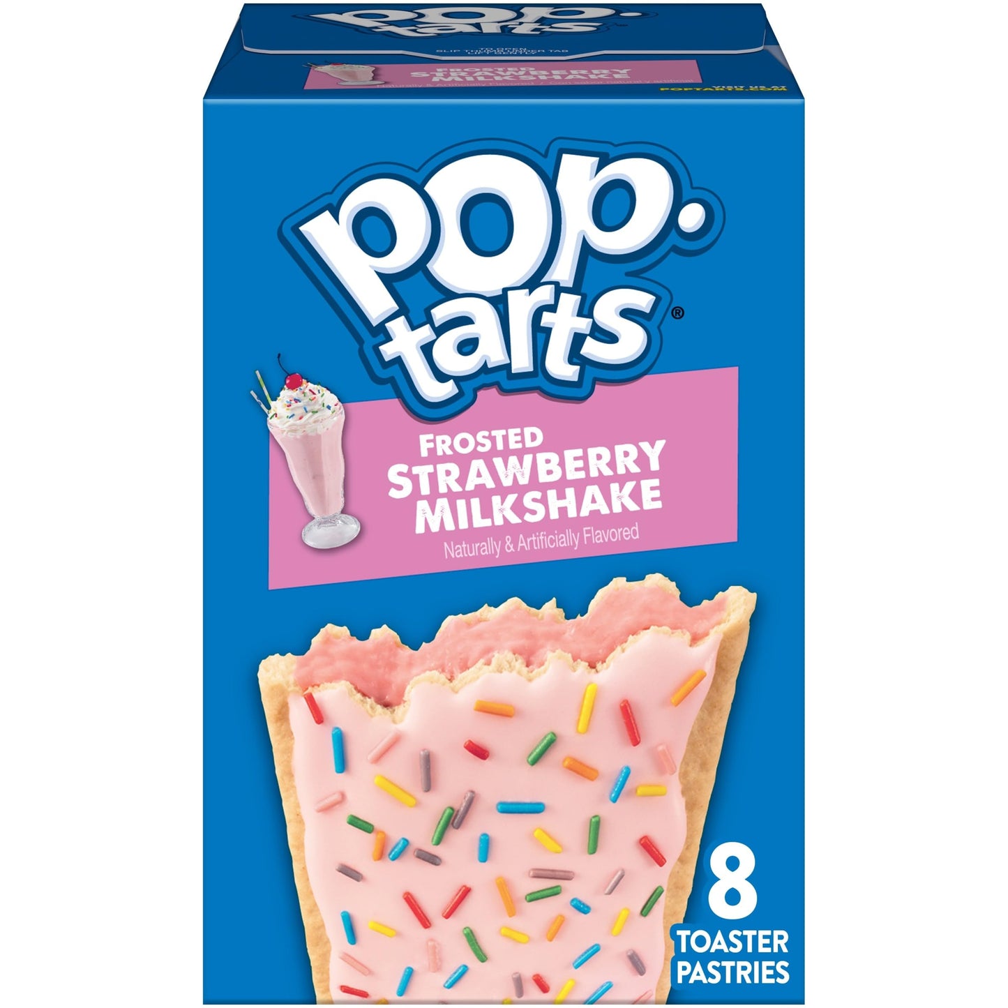 Pop-Tarts Toaster Pastries, Breakfast Foods, Kids Snacks, Frosted Strawberry Milkshake (8 Pop-Tarts)