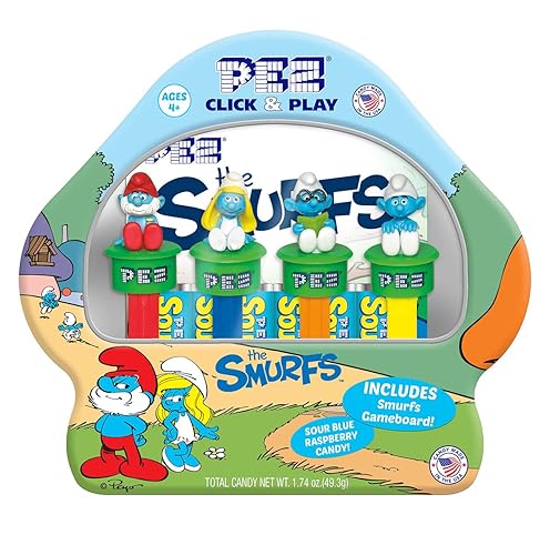 Pez The Smurfs Gift Set! Includes 4 Smurfs & Blue Candy
