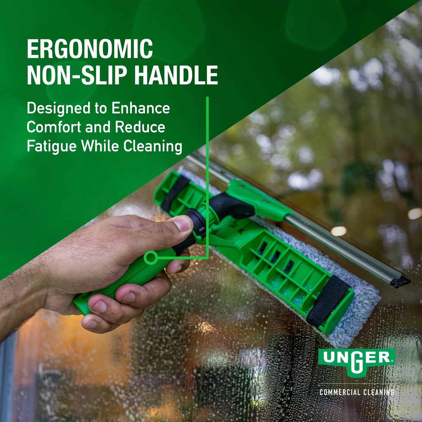 Unger Commercial VisaVersa Window Cleaning Washer and Squeegee Pro Tool 18”/45cm - 2-in-1 Design with Microfiber Pad for Window Cleaners - VV450