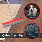 Stanley Home Products Rubber Broom with Adjustable Handle - for Carpets Floors Stairs Upholstery - Electrostatic Action Removes Pet Hair Lint Fuzz