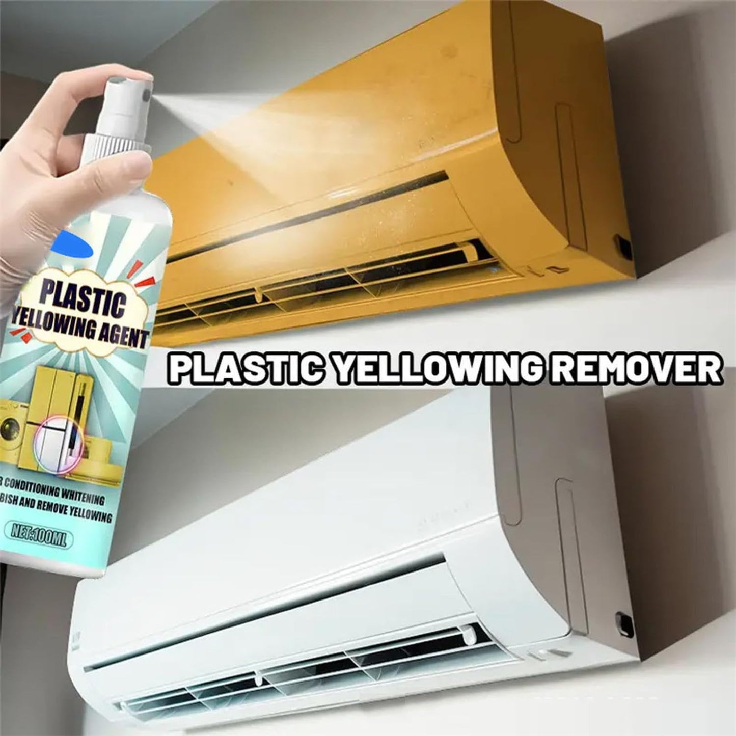 EASLIF Plastic Yellowing Restorer Kit, Heavy Duty Yellow Stain Remover Cleaner Spray for Electronics and Appliances, Fast-Acting Formula Restores