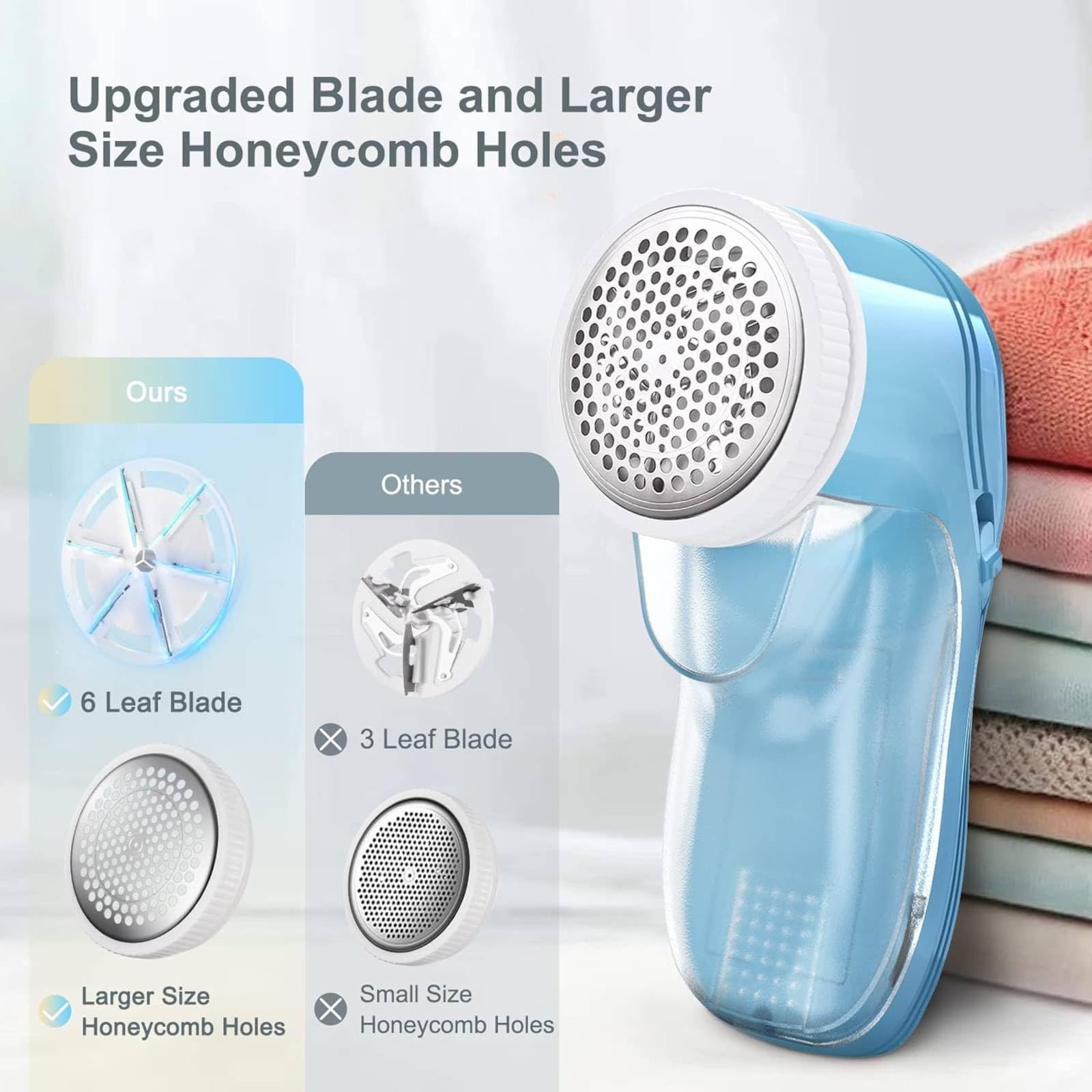 Fabric Shaver, Lint Remover for Clothes, Electric Lint Remover with 3 Replaceable Blades, Removes Fabric Pills, Rechargeable Sweater Defuzzer Pill