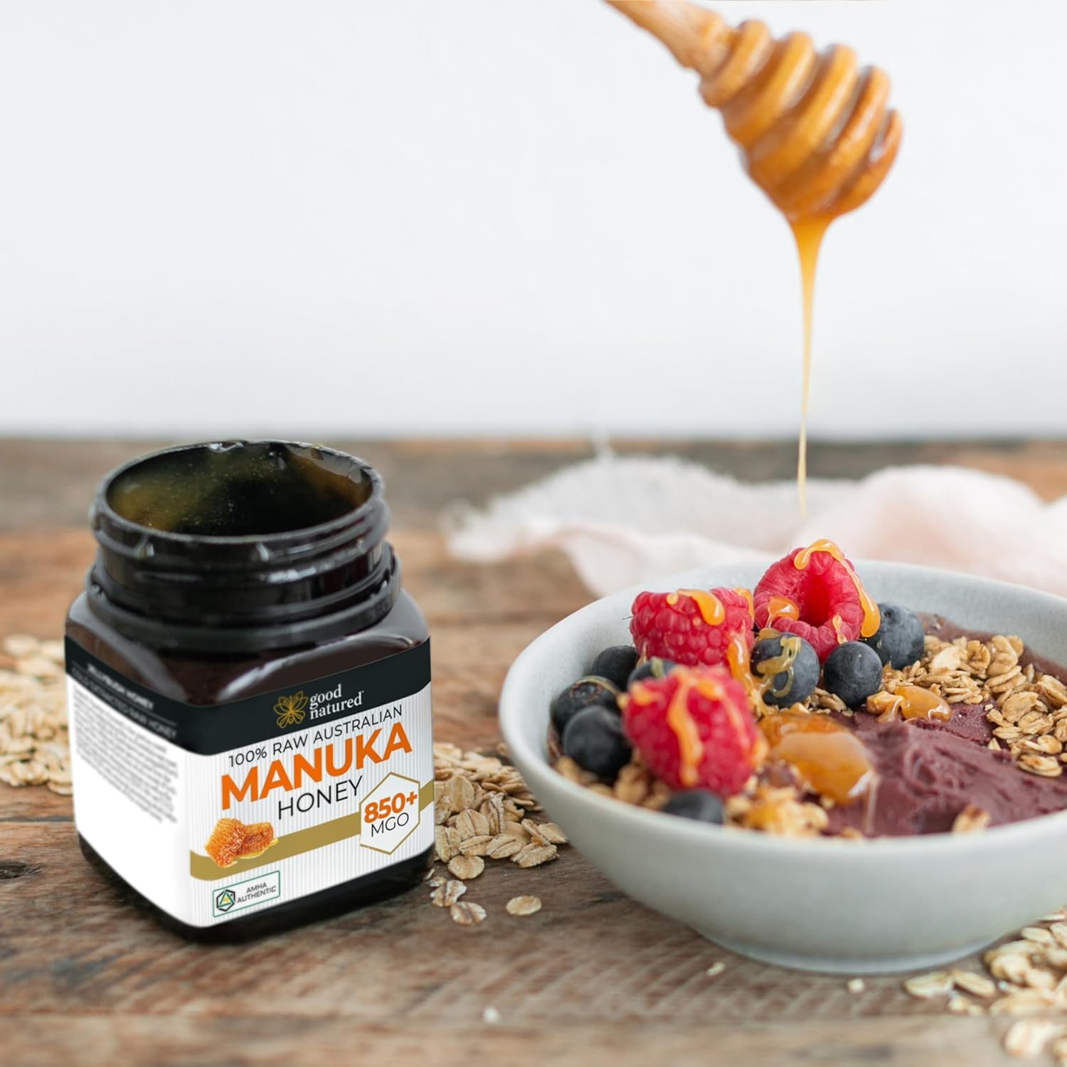 Good Natured Manuka Honey (MGO 850+) - High Grade Raw Manuka Honey Medical Grade, Non-GMO, Lab-Tested & AMHA Certified, BPA-free, 8.8 oz