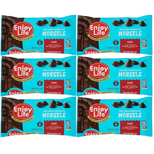 Enjoy Life Dark Chocolate Morsels Baking Chips - 6 Pack of 9 oz Bags - Dairy Free, Nut Free Chocolate for Baking, Cooking & Snacking