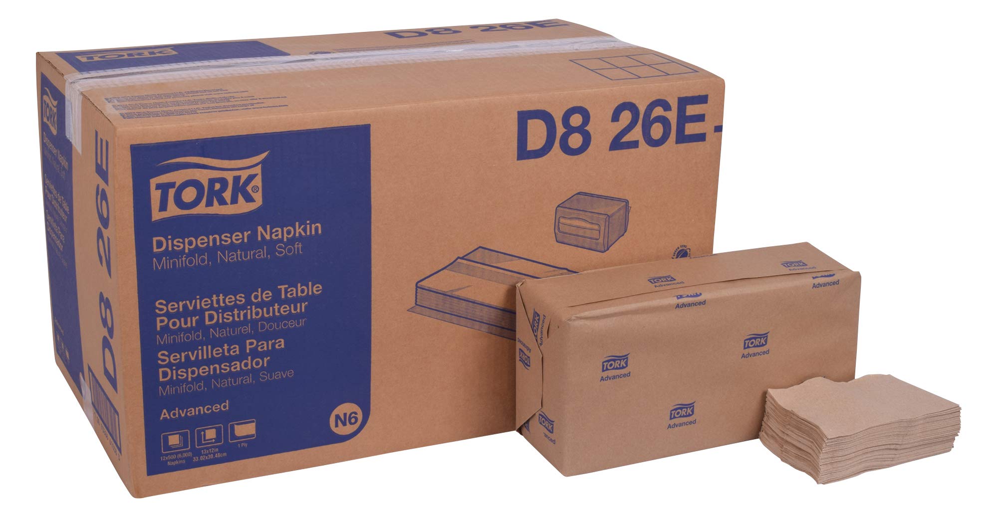 Tork Advanced Soft Minifold Dispenser Napkin, 12 x 500 Napkins, N6, D826E