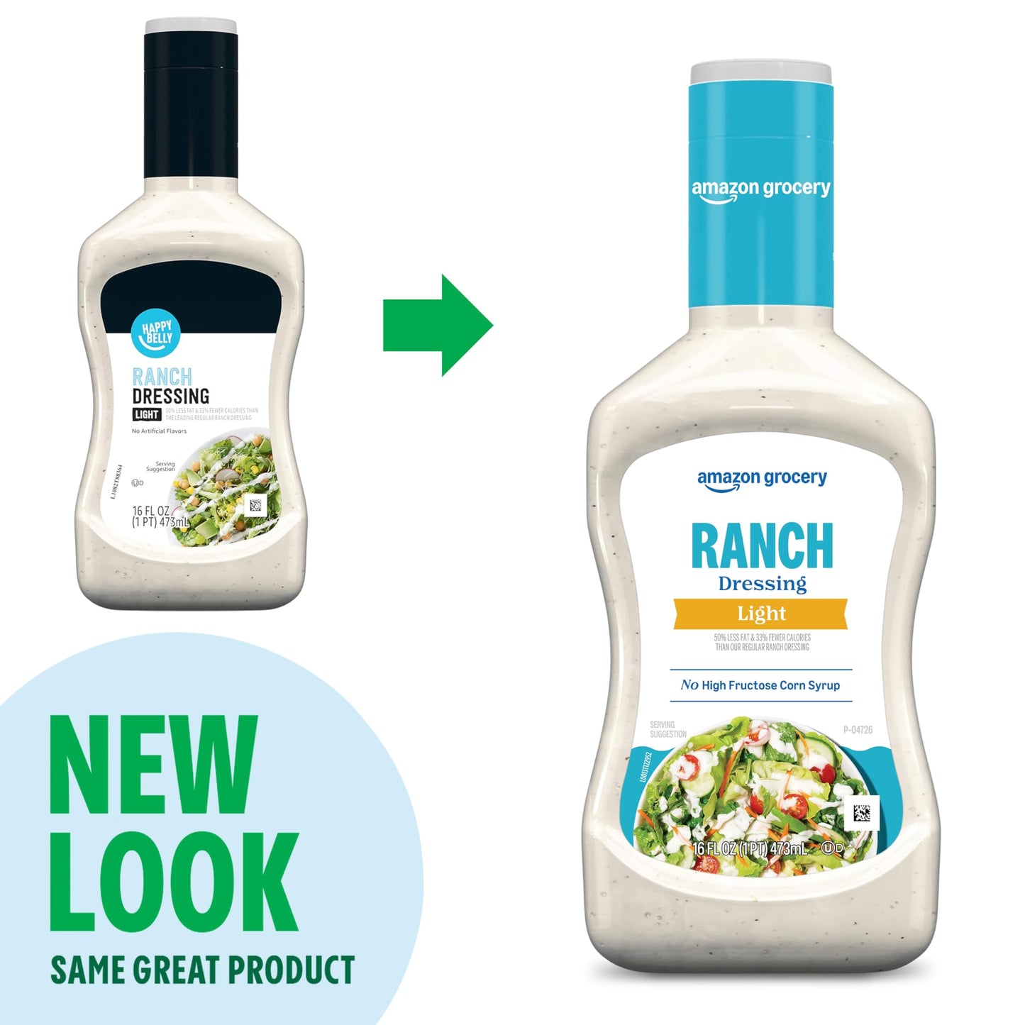Amazon Grocery, Light Ranch Dressing, 16 Fl Oz
