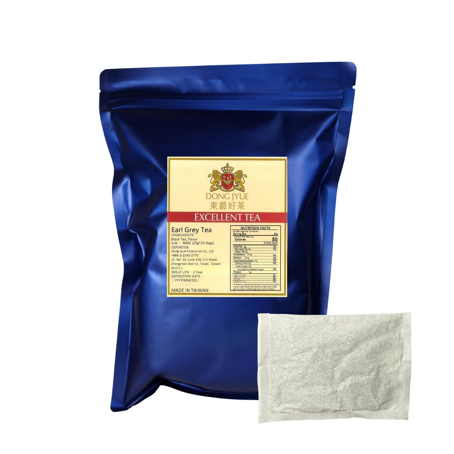 Dong Jyue Premium Earl Grey Tea, Commercial-Use Tea Bags, 25g Large Bags, 24 Count (Pack of 1), Taiwanese Earl Grey Tea for Milk Tea & Bubble Tea |
