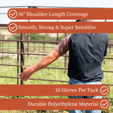 IVS 36" Veterinary OB Gloves - Standard Disposable Shoulder-Length Sleeves for Large Animal Exams, Calving & Breeding (Bag of 10)