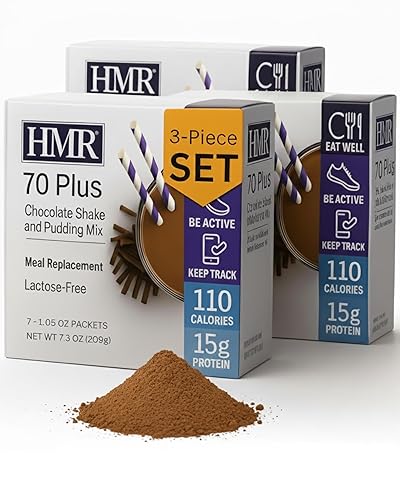 HMR 70 Plus Chocolate Shake & Pudding Mix | Meal Replacement Powder | Lactose-Free | 15g Protein | Easy to Make | Low Calorie (7.35 Ounce (Pack of 3)
