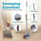 BLACK+DECKER Butler Broom & Dustpan Set - Stand-Up Design - Lightweight, Space-Saving Combo for Kitchen, Living Room, Bathroom, Lobby Floors - Home