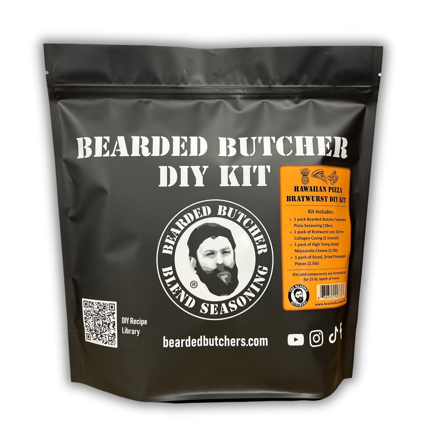 Bearded Butchers Hawaiian Pizza Bratwurst DIY Kit - Make Delicious Homemade Sweet & Savory Pizza Brats - Includes Seasoning, Mozzarella Cheese