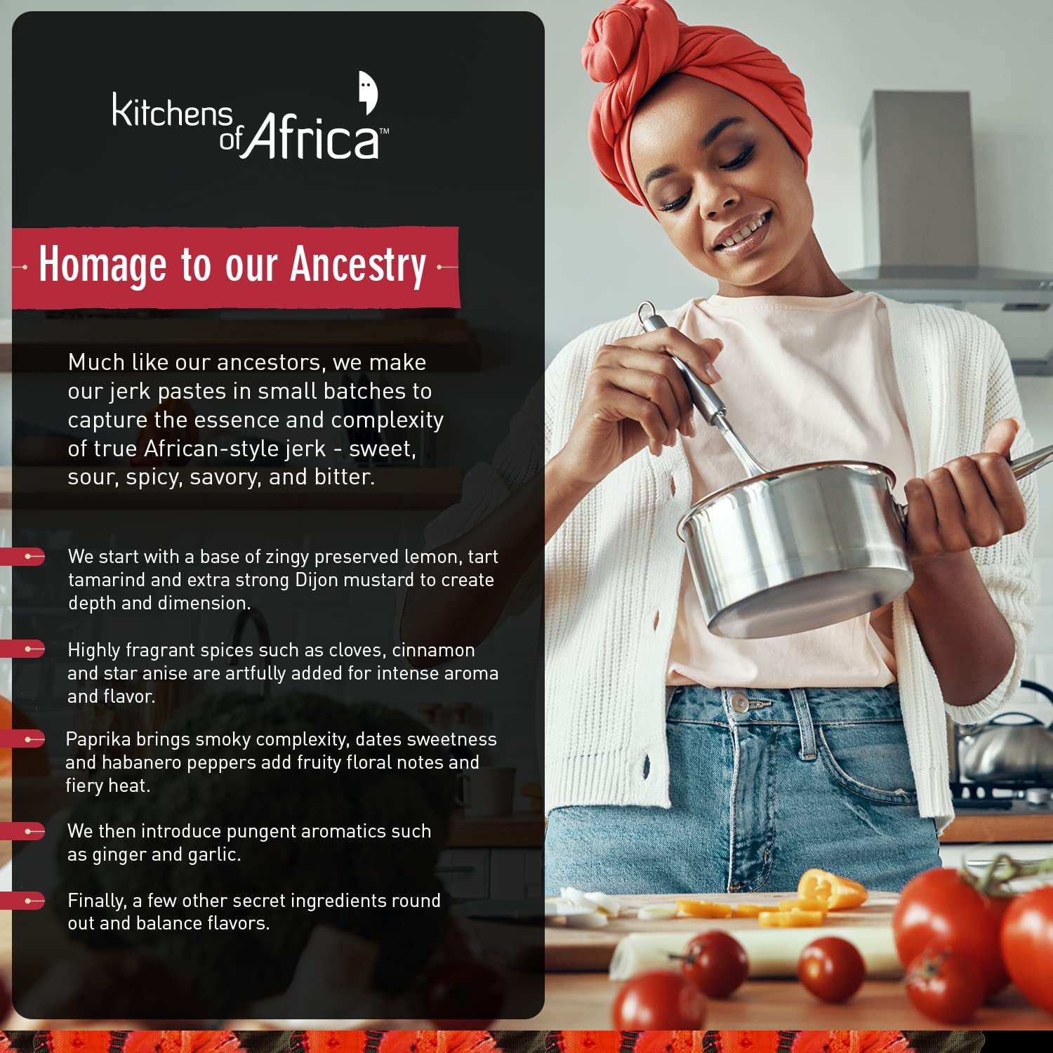 Kitchens of Africa Jerk Seasoning Paste with Preserved Lemon, Dates, Tamarind, Dijon Mustard and Highly Aromatic Spices - Tastes Like No Other