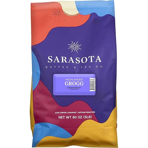 Sarasota Coffee Whole Bean Highlander Grogg | Medium Roast Gourmet Flavored Coffee Beans | Low Acid, Mold Free, Specialty Grade Flavored Bulk Beans |