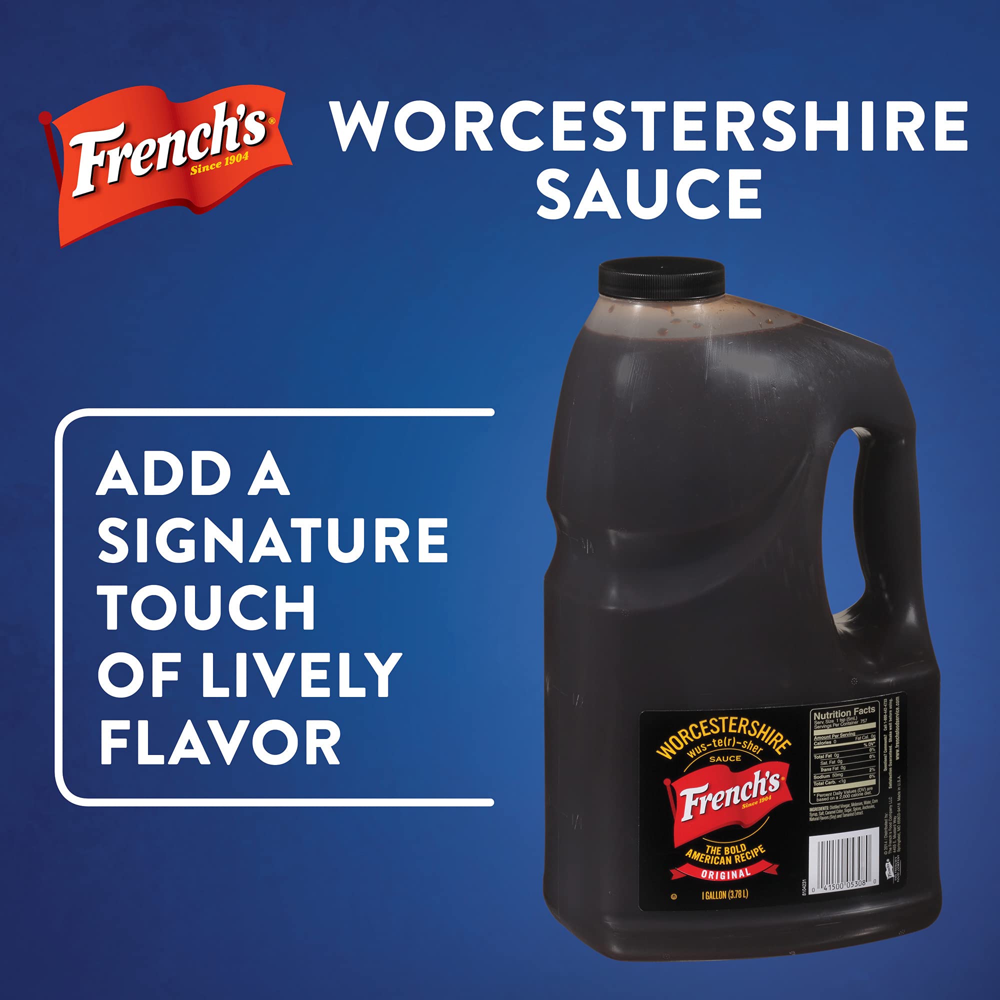 French's Worcestershire Sauce, 1 gal - One Gallon Container of Gluten-Free Worcestershire Sauce, Perfect as Meat Tenderizer, Marinades, Sauces